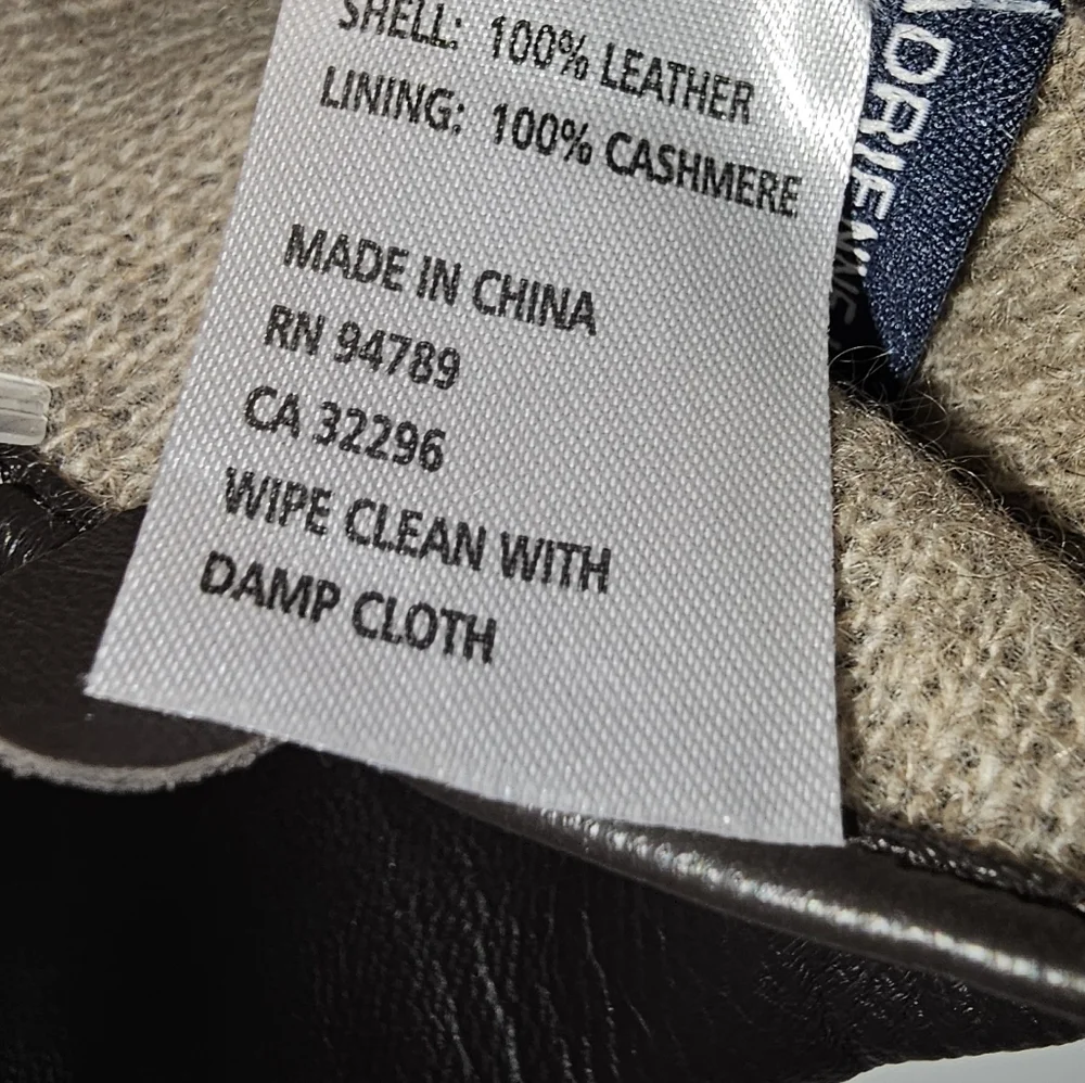 Adrienne Vittadini 100% Cashmere Lined, Genuine Leather Driving Gloves Brown